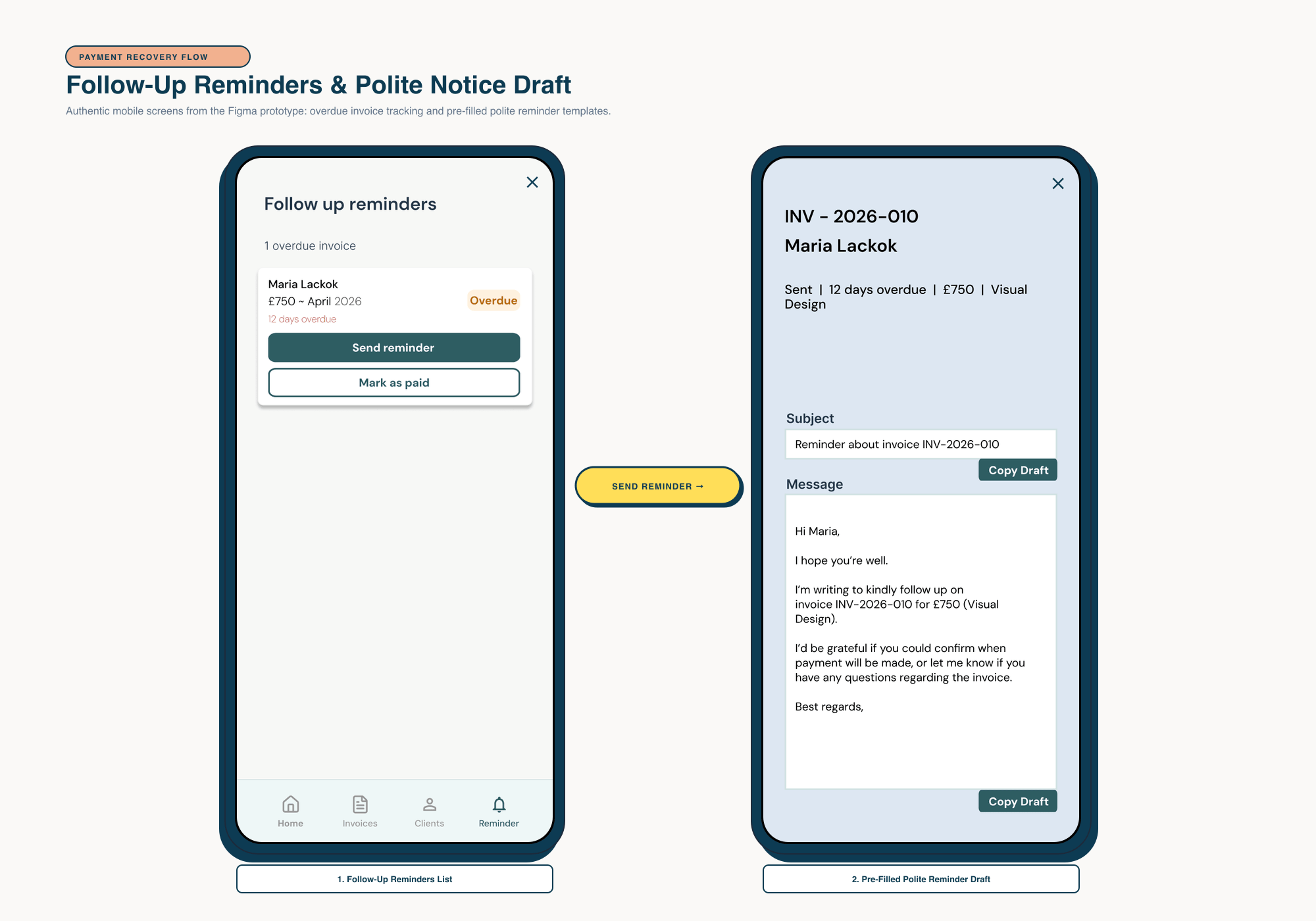 Payment Recovery Flow: Follow-Up Reminders & Reminder Draft