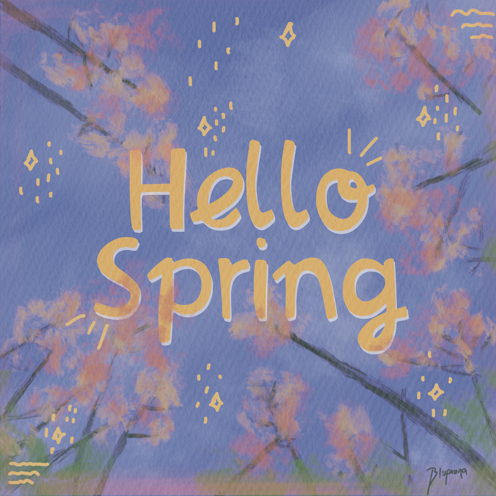 Hello Spring: Hand-Lettered Digital Artwork