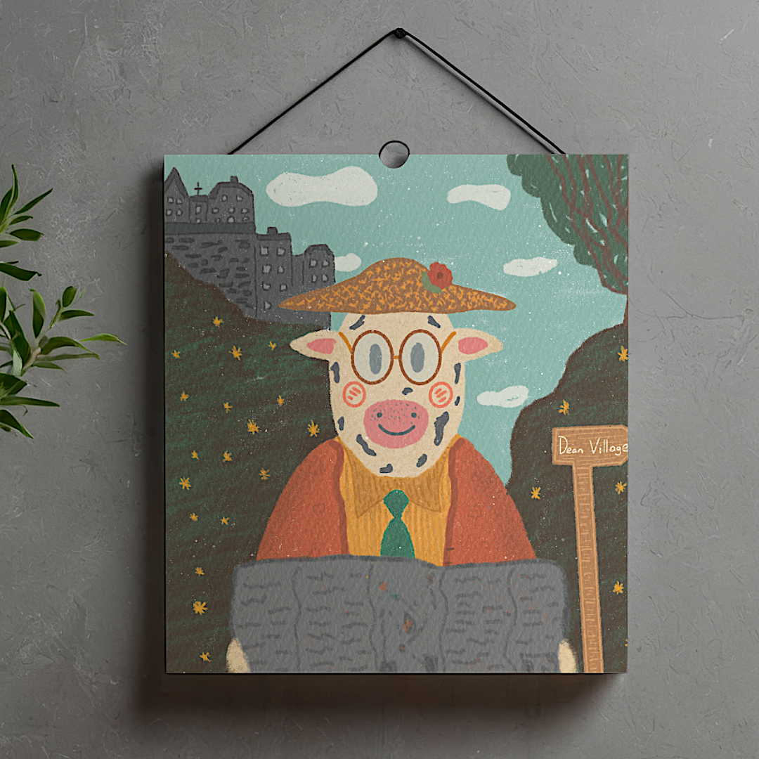 Village Explorer Highland Cow Art Print