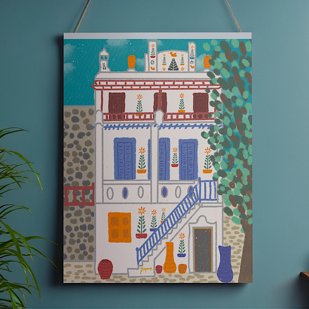 Mediterranean Stone Villa Hanging Canvas Print